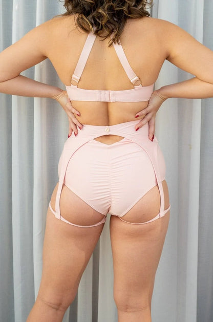High Waist Buckle Garter Shorts